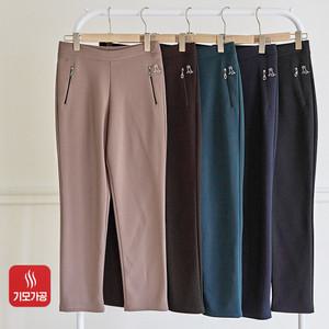 국산 여자 겨울 기모바지 자수 지퍼 주머니 밴딩 팬츠 빅사이즈 스판 바지 66 77 88 99 엄마 선물