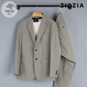 [지오지아] 루즈핏 베이지 트윌 조직 스트레치 셋업수트 (AAD2KG1602_AAD2PP1602_DBE)