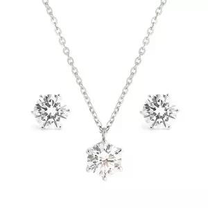 [신세계라이브쇼핑][비앤비골드] 14K 심플 프롱셋팅 7.5mm 큐빅 주얼리세트 NPS30128