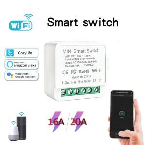 투야 스마트봇Cozylife WiFi 미니 스마트 스위치 16A20A 릴레이 모듈 DIY 모드 음성 제어 App  AC100-240V