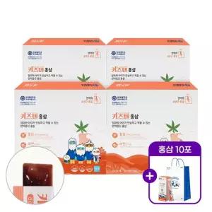 +홍삼 10포)연세 키즈텐 국내산 6년근 홍삼 아연 젤리 스틱 블루베리맛 20g x 30포  4박스