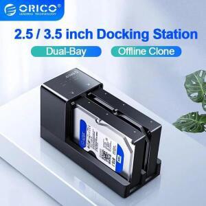 [보호보관용]ORICO 2 베이 HDD 도킹 스테이션 SATA-USB 3.0 하드 드라이브 스테이션(오프라인 복제 포함 2.