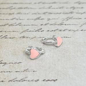 PINK HEART SILVER 925 Ring earring 핑크하트 큐트러블리 원터치 실버 링귀걸이