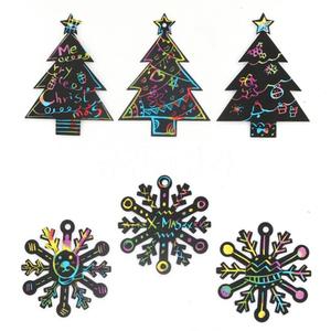 크리스마스 트리 모양 스크래치 페이퍼(10장) 종이 긁기 눈꽃 미술놀이 어린이