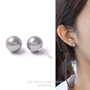 10mm 라이트 그레이 오스트리아 크리스탈 제작 진주 92.5실버 귀걸이