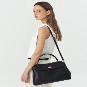 [NS홈쇼핑][헤지스ACC] 베리 클래식 블랙 레더 사첼백 L HIBA5F188BK[35261599]