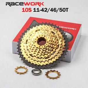 스프로킷 RACEWORK 10 카세트 골드 시마노 HG 구조 MTB 자전거 42T 46T 50T 프리휠 산악 사이클링 부품
