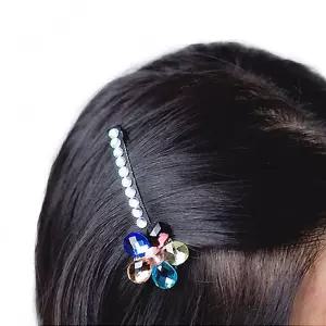 크리스탈 작은 둥근 5꽃잎 머리핀/여성/여자/헤어핀/헤어/액세서리/유아/집게핀/머리/고정핀/어린이/예쁜