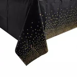 생일 파티 데코 테이블보 1p 식탁보 블랙 기념일 장식 소품 연출 황금 도트