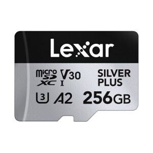 최대 205MB/s의 Lexar 256GB 실버 플러스 마이크로 SD 카드, 어댑터 포함 MicroSDXC UHS-I 플래시 메모리 카드, C10, U3, A2, V30, 풀 HD, 4K UHD, 드론용 고속 TF 카드, 액션 카메라, 휴대용 콘솔