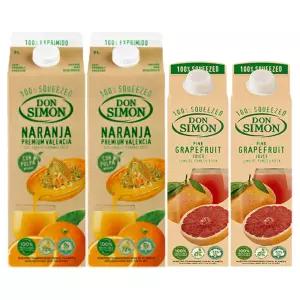 돈시몬 100%착즙주스 오렌지2L 2개+자몽1L 2개 (총4개)