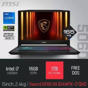 ⓒ MSI 소드 GF66 HX B14WFK-i7 QHD 16GB 1TB / 15인치 사무 편집 고성능 게임 포토샵 캐드 AI 노트북
