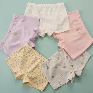 [빌도르] 곰인형 5매 여아 드로즈 사각 아동 키즈 어린이 팬티 세트