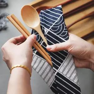 도시락 휴대용 수저 파우치 린넨 수저통 케이스