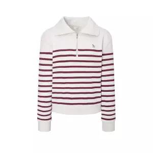 [롯데백화점]헤지스레이디스 루즈핏 스트라이프 반집업 스웨트셔츠 HSTS5D802