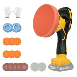 디월트 무선 자동차 버퍼 광택기, 디테일링 왁싱용, 최대 5000RPM, 8 가지 가변 속도, 20V 배터리, 없음