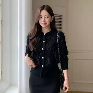 [미나그램] 파츠 큐빅 페더니트가디건