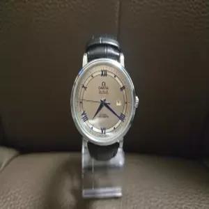 맹자엄마/오메가/드빌/남성용/가죽워치/새제품/사파이어글라스/904L