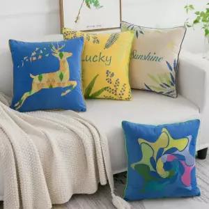 귀여운 동물디자인 레트로 원숭이쿠션 소파베개 자수 벨벳 블루디어 45x45cm 두꺼운 코어