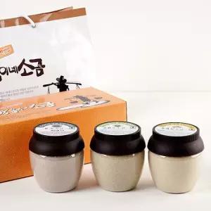 3년숙성 소금 선물용 3종SET 각450g 함초+톳+마늘