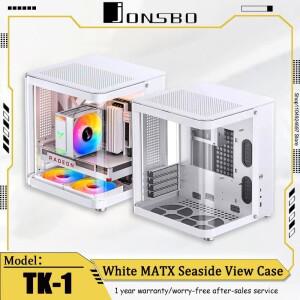 JONSBO TK-1 화이트 하이퍼볼릭 시뷰 룸 섀시, 240 수냉식 ATX 전원 공급 장치 지원, 알루미늄 합금 하우징