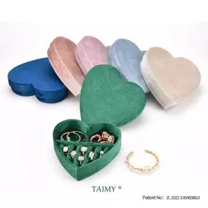 TAIMY 유럽 복고풍 하트 모양 벨벳 반지 보석 상자 생일 발렌타인 결혼식 맞춤 선물 디스플레이 포장 케이