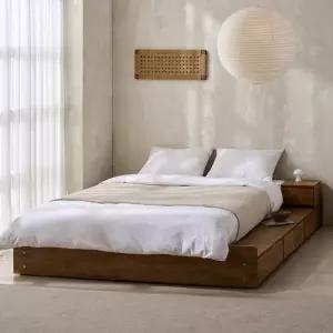 잉글랜더 생드니 무헤드 원목 수납 침대 LK(Sweet Slumber 9존 필로우탑 매트-Q)+협탁