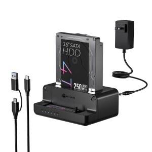 및 SATA SSD/HDD 하드 드라이브 도킹 스테이션, ICY BOX USB-C 10Gbps M.2 NVMe&SATA 클로너 리더기, 2.5인치/3.5인치 SSD HDD 드라이브용 듀얼 베이 클로너, 양방향 오프라인 복제 스테이션