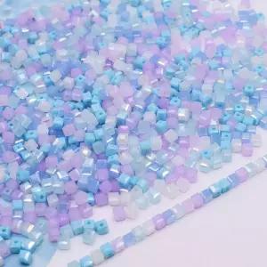 시드비즈 구슬 공예 반지 팔찌 4mm 100개 체코 크리스탈 유리 큐브 스퀘어 비즈 쥬얼리 위한 컬러 캔디 씨