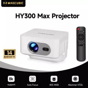 빔프로젝터 맥큐빅 자동 초점 안드로이드 14 4K 프로젝터 400ANSI 8K 네이티브 720P HY300 Max Wifi6 BT54