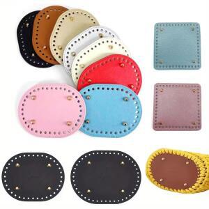 1/5PC 타원형 니트 가방 바닥 - DIY 크로 셰 뜨개질 수제 가방을위한 구멍이있는 고품질 PU 가죽베이스