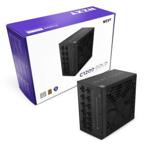 NZXT C1200 골드 ATX 3.1 - 완전 모듈형 저소음 PC 게임 전원 공급 장치 1200와트 80 플러스 12V-2x6 커넥터 제로 팬 모드 100% 일본 커패시터 블랙