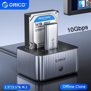 ORICO 2.5/3.5인치 SATA HDD SSD 도킹 스테이션 10Gbps M.2 NVMe 인클로저 USB C 3.2 오프라인 복제 하드