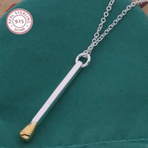 클래식 성냥개비, 925 스털링 실버, 패션 쥬얼리 체인, 목걸이 펜던트, 남성 결혼식 생일 파티 선물