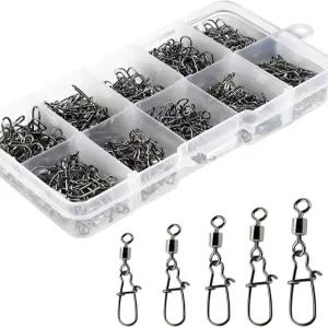 베오쿠도 낚시용 회전목마 210개 /상자 크기 2 4 5 6 8 스테인리스 스틸 원형 및 스냅 소금물 /민물 베이스