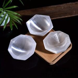 천연 육각형 탈자석화 그릇 크리스탈 스톤 레이키 치유 미네랄 표본 공예품 홈 장식 선물