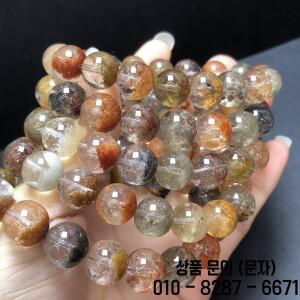 1개 펑바오우 천연 사계절 로돌라이트 팬텀 가든 쿼츠 팔찌 라운드 비즈 크리스탈 레이키 힐링 스톤 주얼리