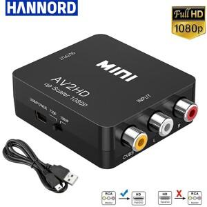 Hannord RCA AV-HDMI 호환 어댑터 변환기 HD 1080P AV2HD 오디오 비디오 케이블 CVBS AV HDTV PC 프로젝터