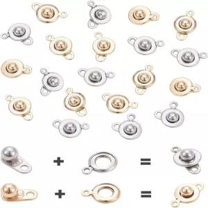 PH PandaHall 20 세트 2 가지 색상 스냅 버튼 클래스프 잠금 패스너 볼 및 소켓 목걸이 팔찌 주얼리 제작