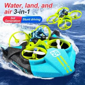 APC RC 미니 드론 고도 홀드 헤드리스 모드 3 in 1 Sea Land Air Flight 2.4G 6 축 Quadcopter 보트 헬리콥