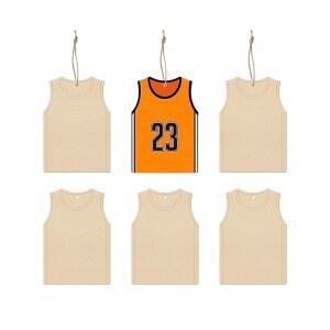 크리에이데스 20pcs 저지 우드 DIY 공예품 컷아웃 나무 농구 모양의 걸이 장식품 화이트 로프 태그 프로젝트 스포츠 테마 파티 홈 데코레이션