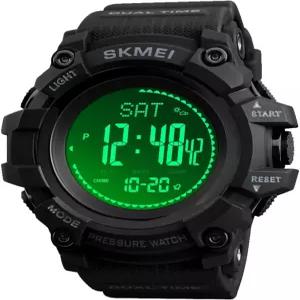 SKMEI 컴퍼스 워치 아미 남성용 디지털 아웃도어 스포츠 만보계 고도계 칼로리 바로미터 온도 방수(블랙)