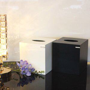 [해울라이프]팀버 티슈 케이스 화이트 블랙 정사각 - 휴지 케이스 각티슈 냅킨 인테리어