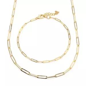[비앤비골드] 14K/18K 심플 레이어드 0.7mm 클립체인 주얼리세트 (목걸이+팔찌) IRS29838