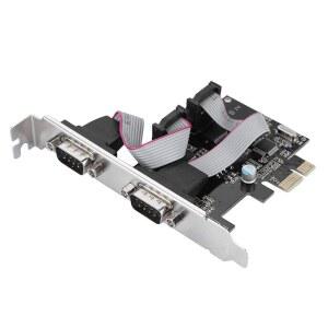 PCI-E-RS232 2포트 시리얼 포트 컨버터 어댑터, 16C550 UART가 장착된 RS-232 PCIe 카드 로우 브래킷, 데스크톱용 RS232 X1