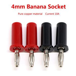 순수 구리 바나나 소켓 패널, 고정 고전압 저항 안전 플러그 계기 터미널 와이어 커넥터, 1 개, 4MM