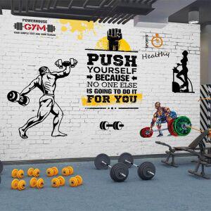 접착식벽지 붙이는 벽지 피트니스 벽면 장식 보디빌더 그림 체육관 벽 헬스장 벽화