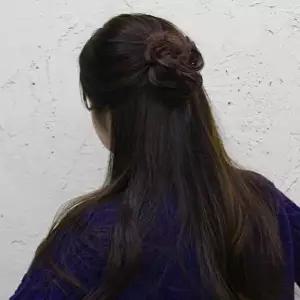 묶음머리 밝은갈색 똥 염색 가발 한복 집게핀-WFHO1BP