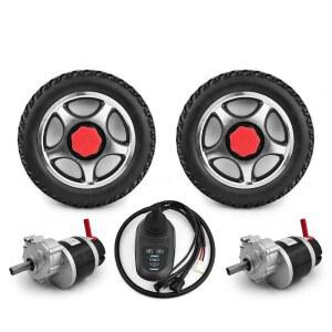 조이스틱 컨트롤러 E-브레이크 레버가 있는 24V 700W 12인치 에어 솔리드 타이어 전기 휠체어 저속 모터 변환 키트(솔리드 휠 키트, 최대 속도 7kph)