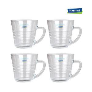 글라스락 유리컵 4P 머그컵 언더락 텀블러 머그 물컵 유리컵 쥬스컵 렌지머그